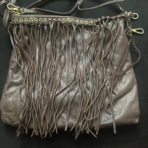 Badgley Mischka Fringe Leather Handbag